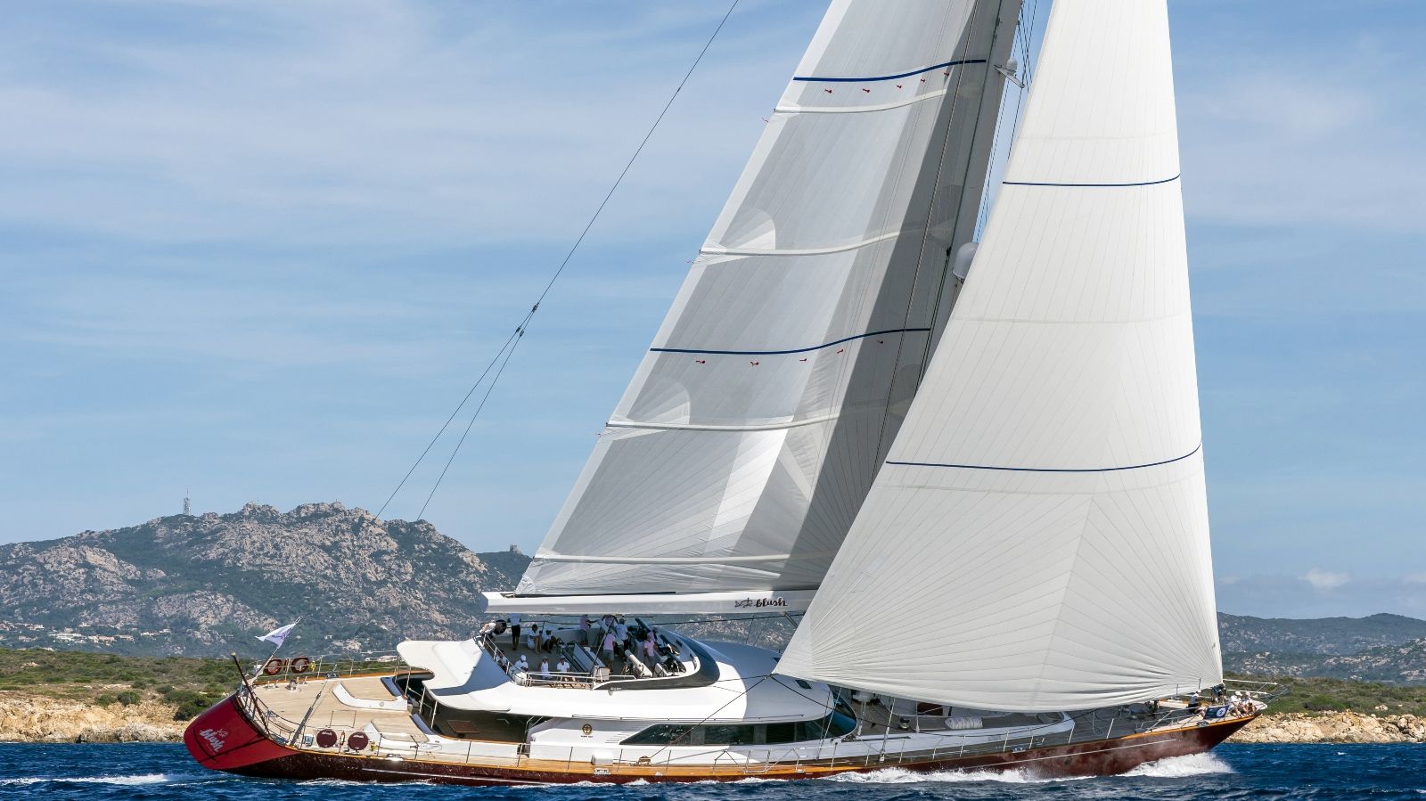 Eddie Jordan's 45.3m Perini Navi sailing yacht Blush for sale